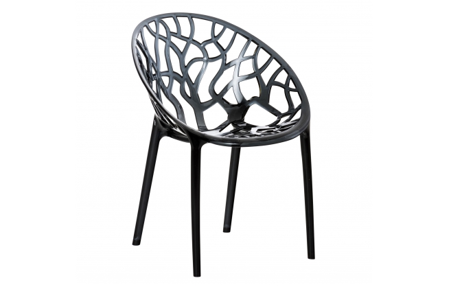 Krzesło sztaplowane z tworzywa sztucznego CRYSTAL kolor czarny