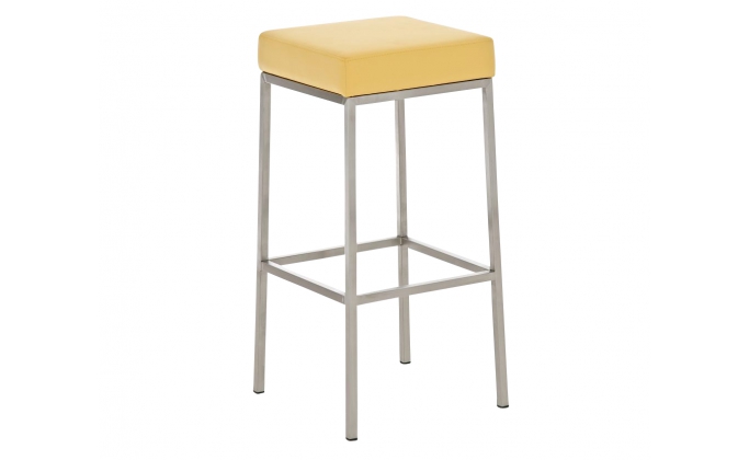 Stołek barowy MONT E85 nogi stal nierdzewna siedzenie ekoskóra ŻÓŁTA