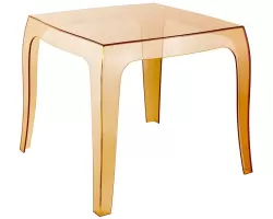 Bursztynowy przezroczysty stolik kawowy z poliwęglanu Queen 51x51 cm