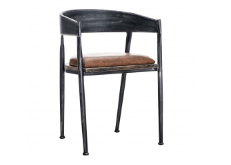 Krzesło drewniane stylowe BELVEDERE drewno czarny antyczny i siedzisko ekoskóra
