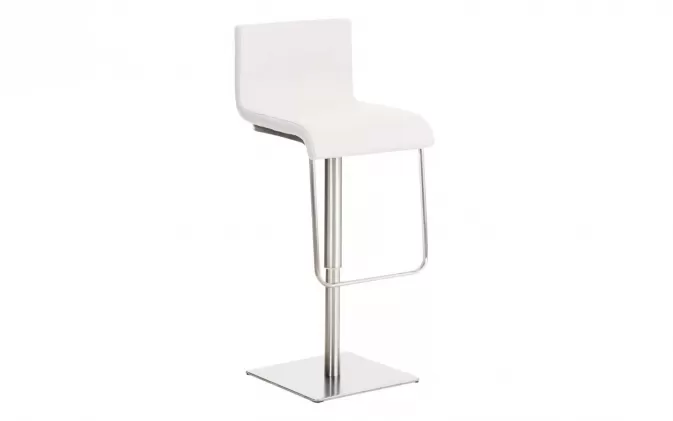 Hoker barowy Limon E noga chrom siedzisko tkanina BIAŁA