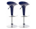 2x niebieski hoker barowy Saddle noga srebrna siedzisko profilowane