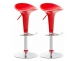 2x czerwony hoker barowy Saddle noga srebrna siedzisko profilowane