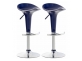 2x niebieski hoker barowy Saddle noga srebrna siedzisko profilowane