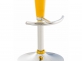  żółty hoker barowy Saddle noga srebrna siedzisko profilowane