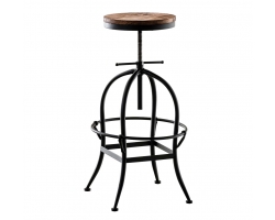 Stołek barowy STRO metalowy czarny loft siedzenie drewno 