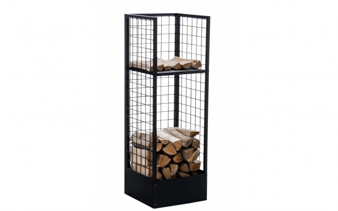 Kosz na drewno opałowe metalowy czarny 40x40x120 cm