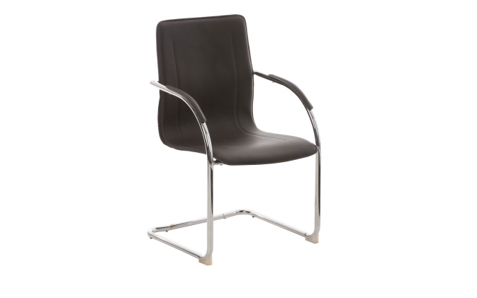 Krzesło do pracy konferencyjne MELI siedzenie BRĄZOWA ekoskóra nogi płozy chrom
