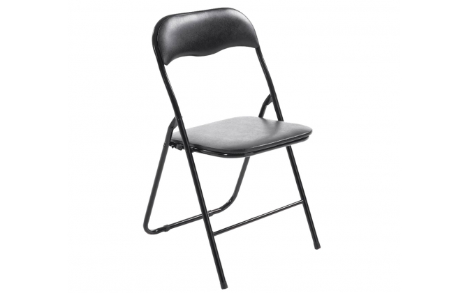 Krzesło składane FELI tapicerka ekoskóra CZARNA
