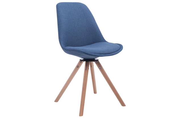 Krzesło TROY obrotowe noga drewno buk siedzenie i poduszka NIEBIESKA materiałowe