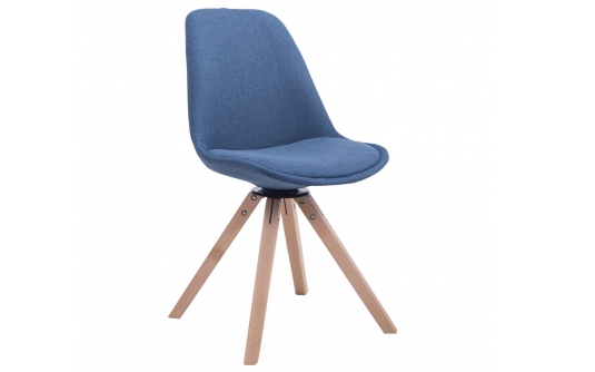Krzesło TROY obrotowe noga drewno ■ buk siedzenie i poduszka NIEBIESKA materiałowe