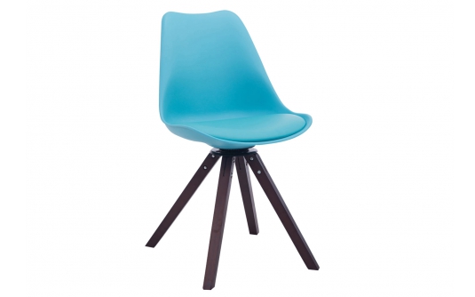 Krzesło TROY obrotowe noga ■ drewno dąb (orzech) siedzenie i poduszka NIEBIESKA ekoskóra