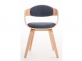 Krzesło z drewna jasnego i siedziskiem z szaroniebieskiego materiału KINGSTON