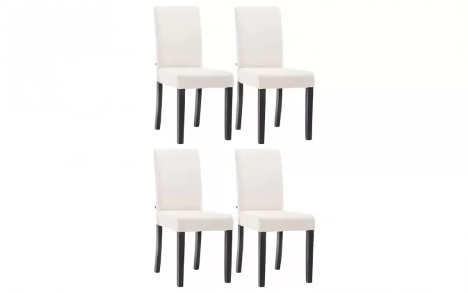 4x Krzesło stołowe INA wysokie oparcie materiał KREMOWY nogi drewno czarne