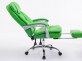 Rozkładany fotel biurowy TROY XL obrotowy podnóżek ekoskóra ZIELONA