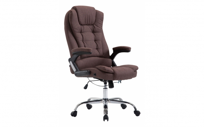 brązowy fotel biurowy z mechanizmem kołyskowym theo materiał