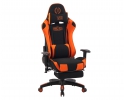Fotel dla gracza masażer podgrzewany z podnóżkiem Turbo XFM czarno-pomarańczowa tapicerka materiałowa