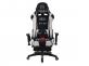 Fotel dla gracza masażer podgrzewany z podnóżkiem Turbo XFM czarno-biała tapicerkaowa