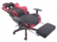 Fotel dla gracza masażer podgrzewany z podnóżkiem Turbo XFM czarno-czerwona tapicerka materiałowa