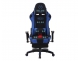 Fotel dla gracza masażer podgrzewany z podnóżkiem Turbo XFM czarno-niebieska tapicerkaowa