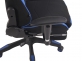 Fotel dla gracza masażer podgrzewany z podnóżkiem Turbo XFM czarno-niebieska tapicerka materiałowa