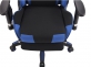 Fotel dla gracza masażer podgrzewany z podnóżkiem Turbo XFM czarno-niebieska tapicerka materiałowa