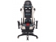 Fotel dla gracza masażer podgrzewany z podnóżkiem Turbo XFM czarno-biała tapicerka skóra ekologiczna