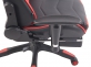 Fotel dla gracza masażer podgrzewany z podnóżkiem Turbo XFM czarno-czerwona tapicerka skóra ekologiczna