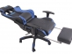 Fotel dla gracza masażer podgrzewany z podnóżkiem Turbo XFM czarno-niebieska tapicerka skóra ekologiczna