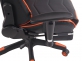 Fotel dla gracza masażer podgrzewany z podnóżkiem Turbo XFM czarno-pomarańczowa tapicerka skóra ekologiczna