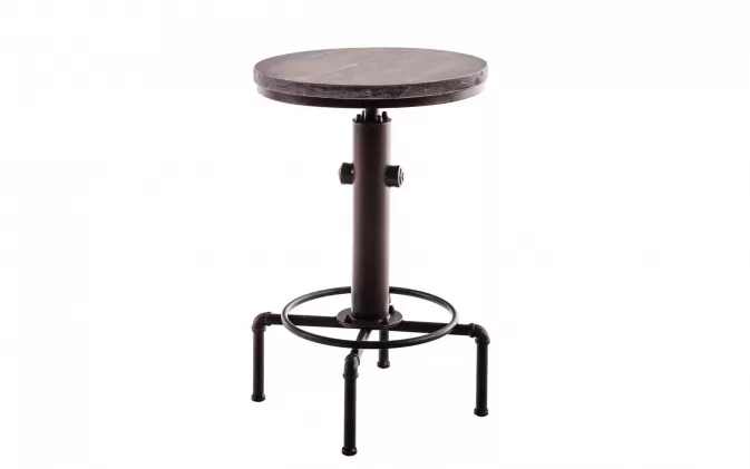 Kolor brąz metaliczny - Okrągły stół barowy industrialny LUMOS Ø 50 cm / blat drewno