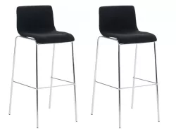 2x CZARNY Hoker barowy HOOV sztaplowany noga chromowana siedzenie materiałowe