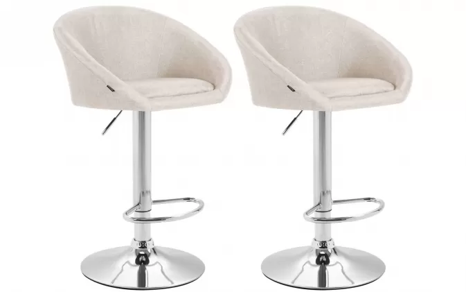 2x kremowy hoker barowy MIAM siedzenie z materiały noga chromowana