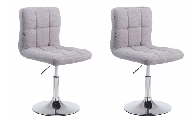 2x Hoker obrotowy PAL niski do pracy noga chrom siedzisko pikowane SZARE materiałowe