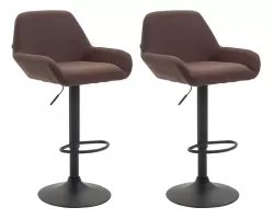 2x Hoker barowy BRE noga CZARNA siedzisko materiałowe BRĄZOWE materiał