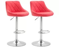 2x Hoker barowy LELAND noga chrom obrotowy podnoszony ekoskóra CZERWONY