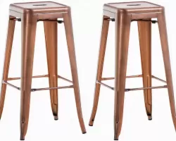 2x Metalowy stołek barowy sztaplowany JOSH kolor MIEDZIANY
