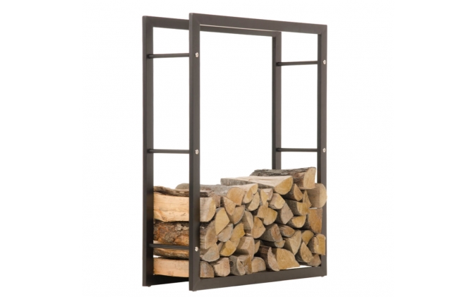 Czarny stojak regał na drewno kominkowe 150x80x25 cm