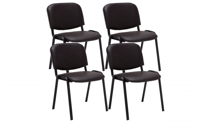 4x Krzesło do poczekalni Ken ekoskóra BRĄZOWA