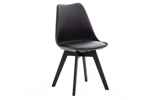 Krzesło LINAE skandynawskie stołowe siedzisko polipropylen tapicerka nogi CZARNE