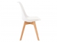 Krzesło LINAE skandynawskie stołowe siedzisko polipropylen tapicerka BIAŁA nogi drewnalne