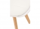 Krzesło LINAE skandynawskie stołowe siedzisko polipropylen tapicerka BIAŁA nogi drewnalne