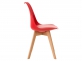 Krzesło LINAE skandynawskie stołowe siedzisko polipropylen tapicerka CZERWONA nogi drewnalne