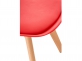 Krzesło LINAE skandynawskie stołowe siedzisko polipropylen tapicerka CZERWONA nogi drewnalne