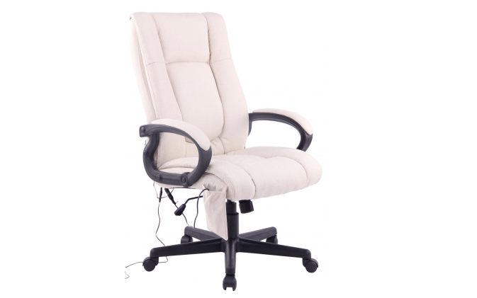 Fotel biurowy SPARTA XM obrotowy podłokietniki masaż tapicerka KREMOWA