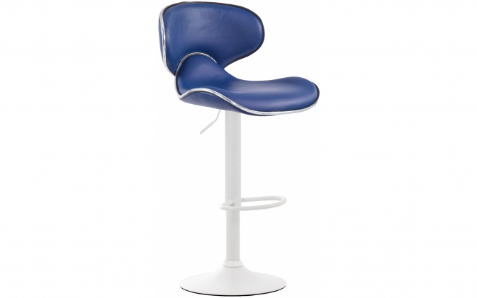 Niebieski hoker barowy biała noga VEGA skóra ekologiczna