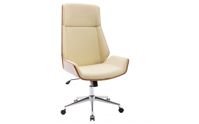 Krzesło biurowe Breda gięte drewno orzech ekoskóra KREMOWY Krzesło biurowe Breda gięte drewno KREMOWY