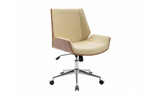 krzesło biurowe na kółkach obrotowe ZWOLLE siedzisko gięte drewno tapicerka