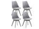 Zestaw Krzesło LINAE skandynawskie stołowe siedzisko polipropylen tapicerka nogi SZARE
