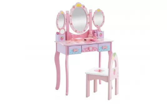 Toaletka dla dzieci różowa EMILIA z 3 lustrami